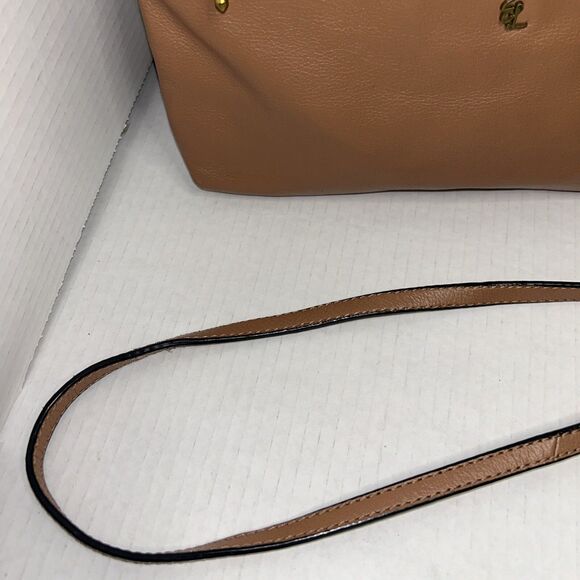 Elliot Lucca Brown Tan Leather Crossbody Bag Purse Zip Top removable Strap - Picture 4 of 16